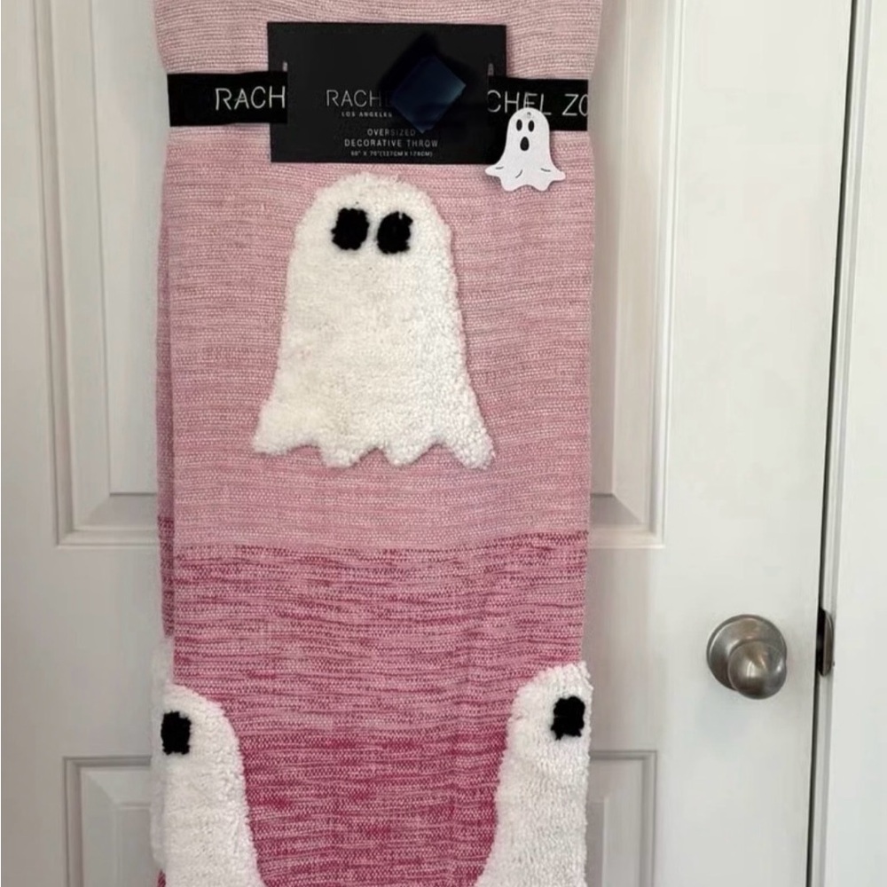 NEW Rachel Zoe Pink and White Ghost Throw Blanket